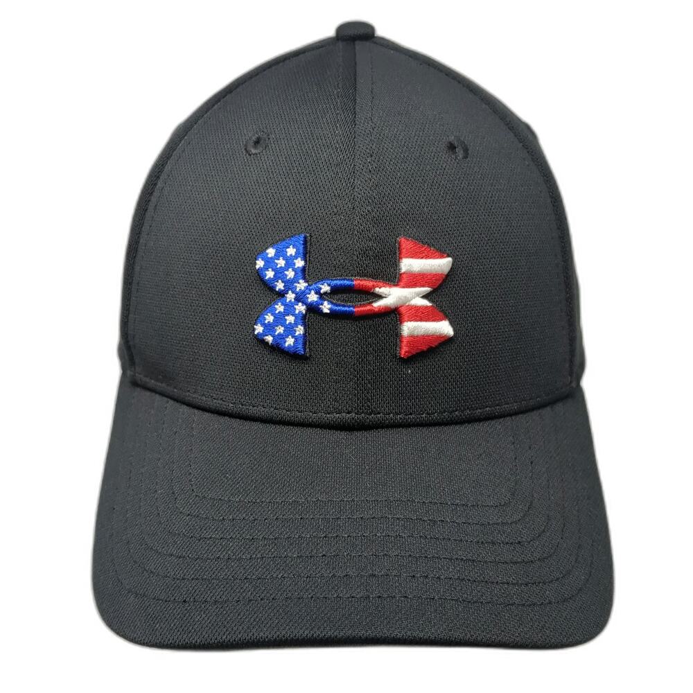 Under Armour Baseball Cap Black XL Freedom American Flag Logo Stretch Fit Hat